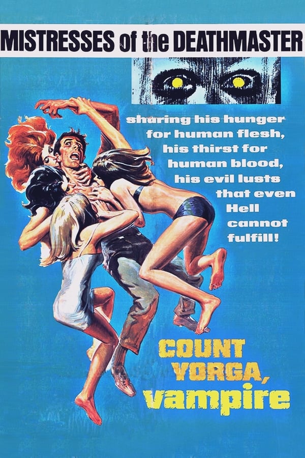 Sixties couples Michael and Donna and Paul and Erica become involved with the intense Count Yorga at a Los Angeles séance, the Count having latterly been involved with Erica's just-dead mother. After taking the Count home, Paul and Erica are waylayed, and next day a listless Erica is diagnosed by their doctor as having lost a lot of blood. When she is later found feasting on the family cat the doctor becomes convinced vampirism is at work, and that its focus is Count Yorga and his large isolated house.