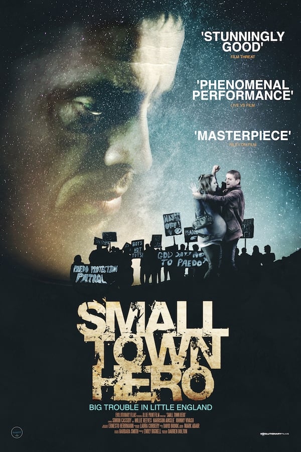 Small Town Hero is a dark and comical drama set in an idyllic rural town in England. It follows the story of 'Pep' who becomes a local hero after taking the law into his own hands to prevent a crime. Relishing in his new found glory, Pep joins the neighbourhood watch to further his agenda and fulfil his dream of creating a utopia; a town free of crime and antisocial behaviour. Before long, the extremity of Pep's measures and his aggressive and violent approach to achieving his goals becomes unacceptable to the local community and he is shunned. Desperate to regain his hero status, the rumour of a paedophile gives Pep one last chance to save the day; a manhunt ensues.