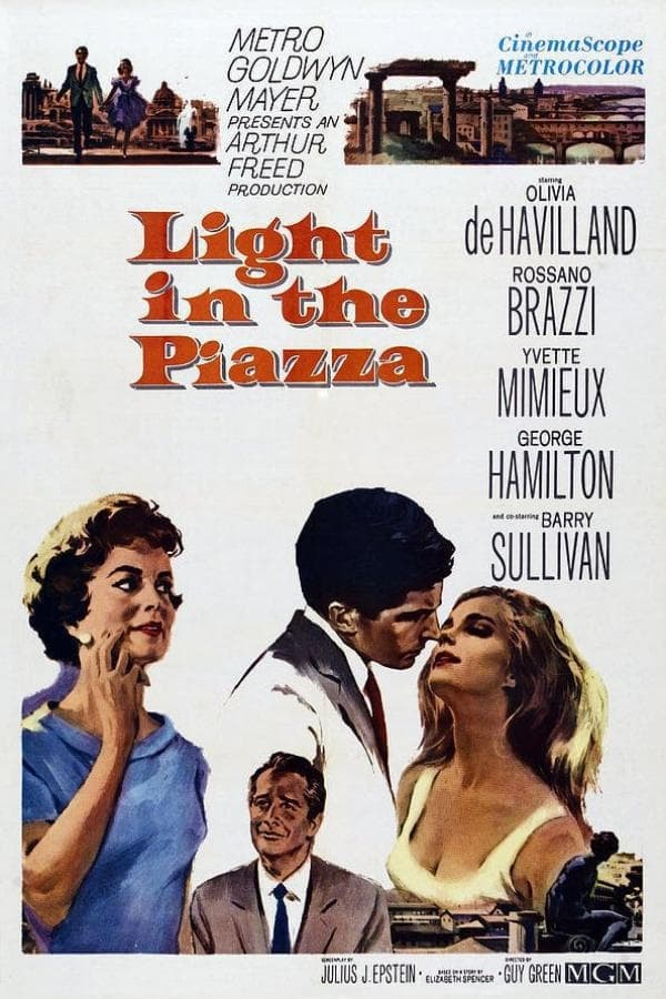 خلاصه داستان : این فیلم بر اساس رمان ” نور در پیزا ” نوشته الیزابت اسپنسر ، درباره یک زن جوان آمریکایی زیبا اما ناتوان ذهنی است که به همراه مادرش و مرد ایتالیایی که در یک مرحله از سفرشان با آنها آشنا می شوند، به ایتالیا سفر می کنند.