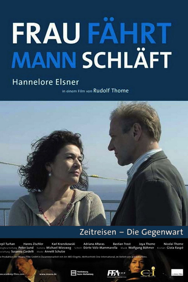 Woman Driving, Man Sleeping poster