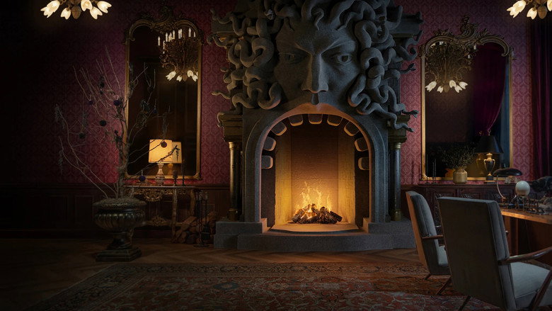 Wednesday: Fireplace backdrop 1