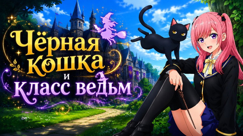 The Classroom of a Black Cat and a Witch backdrop 4