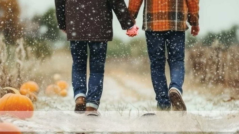 Snow Falling on Pumpkins backdrop 4