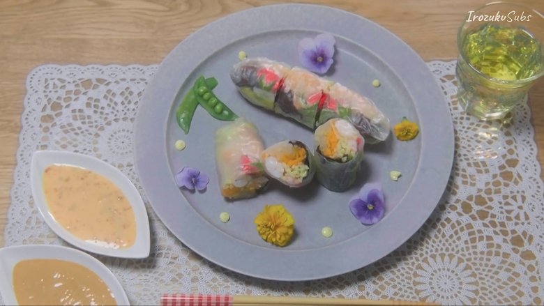 Colourful and rich fresh spring roll noodles