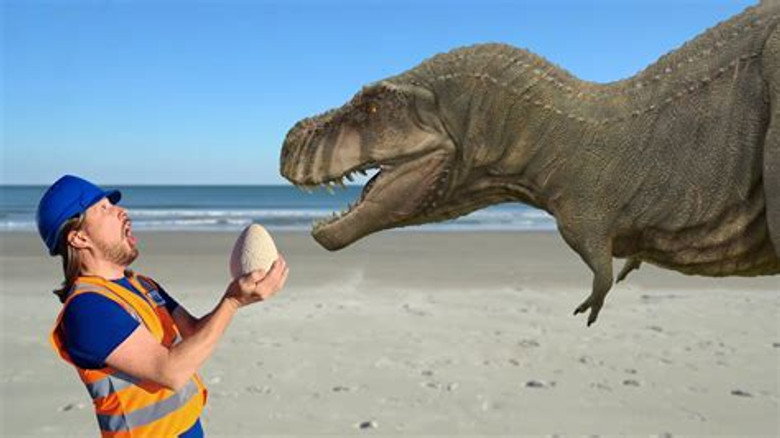Dinosaurs for Kids | Handyman Hal explores Dino Park | Life Size Dinosaurs