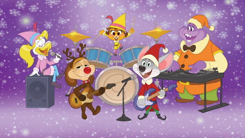 A Chuck E. Cheese Christmas backdrop 2