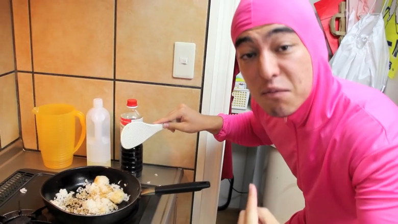 PINK GUY COOKS FRIED RICE AND RAPS
