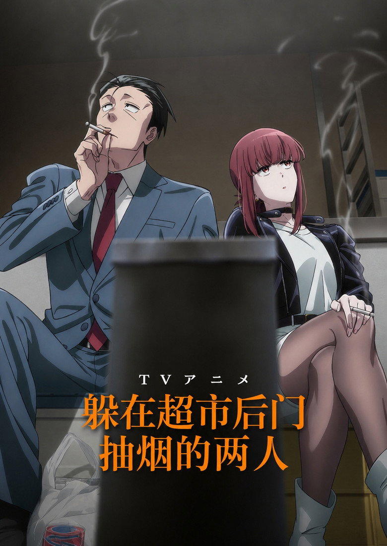 躲在超市后门抽烟的两人