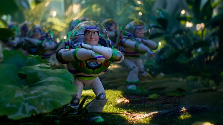 Woody and the gang formulating a plan in the blue glow of night