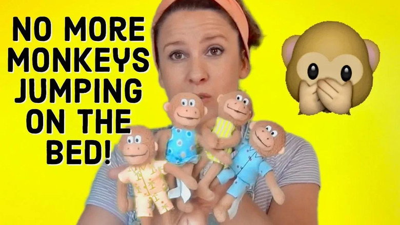 Five Little Monkeys Jumping On The Bed with action hand motions hand puppets