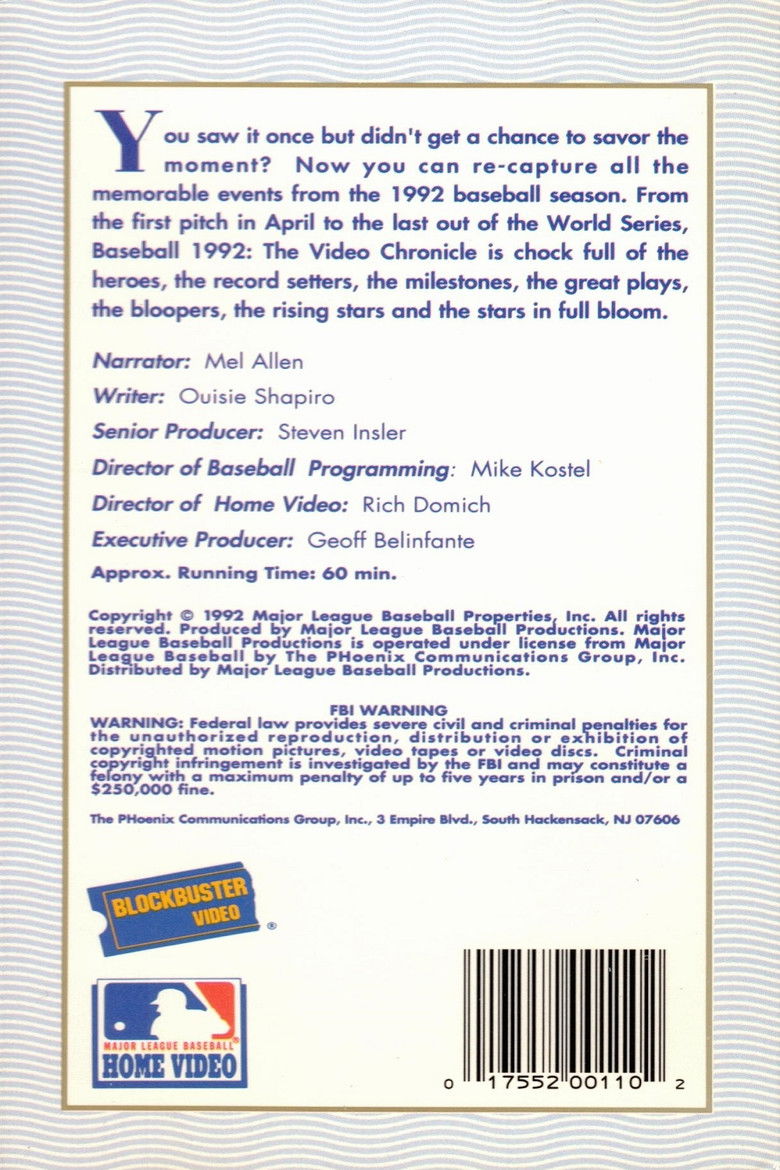 Imatge de Baseball 1992: A Video Chronicle