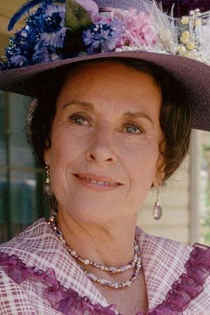Katherine MacGregor as Harriet Oleson in Little House on the Prairie
